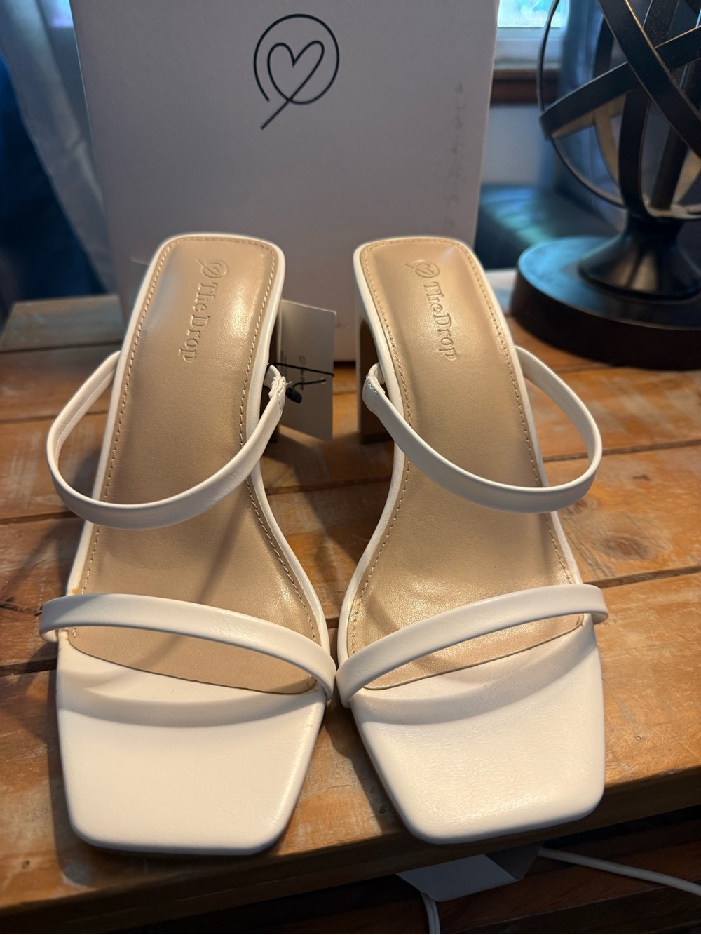 Tieks White Double-Strap Square-Toe Sandal Heels